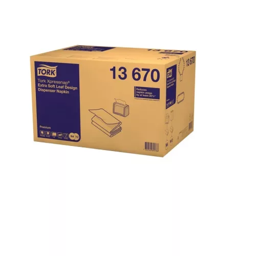 Tork Szalvéta Adagolós N4 "Xpressnap" Premium Extra Soft Levélmintás Fehér, 2R., 1/4, 21,3X33Cm,  500Db/Csg, 4000Db/Karton