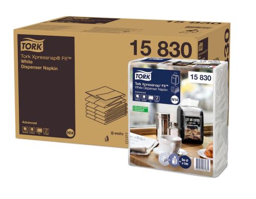 Tork Szalvéta Adagolós N14 "Xpressnap" Fit Fehér Levélmintás, 2R., Starterfold, 21,3X16,5Cm,  720Db/Csg, 6Csg/Karton