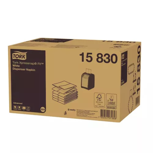 Tork Szalvéta Adagolós N14 "Xpressnap" Fit Fehér Levélmintás, 2R., Starterfold, 21,3X16,5Cm,  720Db/Csg, 6Csg/Karton