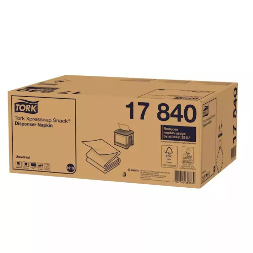 Tork Szalvéta Adagolós "Xpressnap Snack" N10 Universal Fehér, 1R., 1/4, 21,3X21,4Cm,  1125Db/Csg, 9000Db/Karton