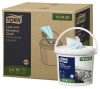 Tork Tekercses Tisztítókendő W10 Szöszszegény Premium, Türkiz, 60M/Tek, Hordozható Vödörrel, 4Tek/Karton