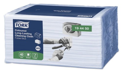 Tork Tisztítókendő W8 Többször Használható, Hajtogatott, Kék 38,5X32, 40Db/Csg, 8Csg/Karton