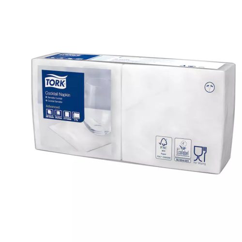 Tork Szalvéta Koktél, 24/2 Fehér, 200Lap/Csg, 12Csg/Karton