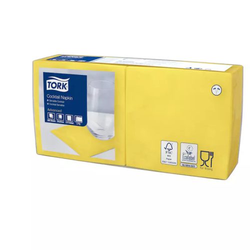 Tork Szalvéta Koktél, 24/2 Sárga, 200 Lap/Csg, 12Csg/Karton