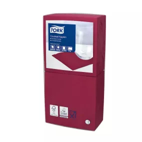   Tork Szalvéta Koktél, 24/2 Bordó, 200 Lap/Csg, 12Csg/Karton