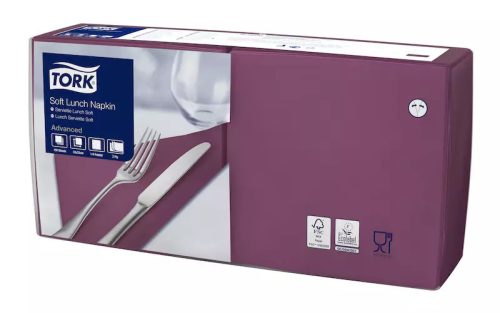Tork Szalvéta Soft Lunch Advanced 33/3 Bíbor, 150 Lap/Csg, 10Csg/Karton - Készletkisöprés Akció