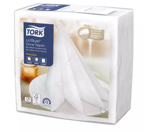 Tork Szalvéta Linstyle, Premium Textilhatású, Fehér, 39/1, 50Db/Csg, 12Csg/Karton