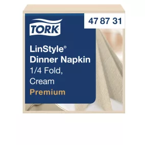   Tork Linstyle® Dinner Szalvéta, Krém, 39X39Cm, 1/4 Hajt., Iparilag Komposztálható, 50Lap/Csg