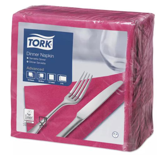 Tork Szalvéta Dinner Advanced 39X39, Rózsaszín, 150 Lap/Csg, 12Csg/Karton