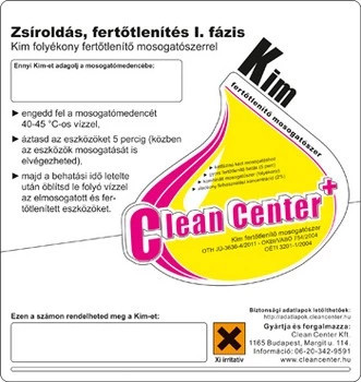 Clean Center Kim 1. Fázis Kísérőmatrica