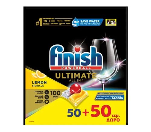 Finish Mosogatótabletta Ultimate 100Db/Csg (4Csg/Karton) Lemon