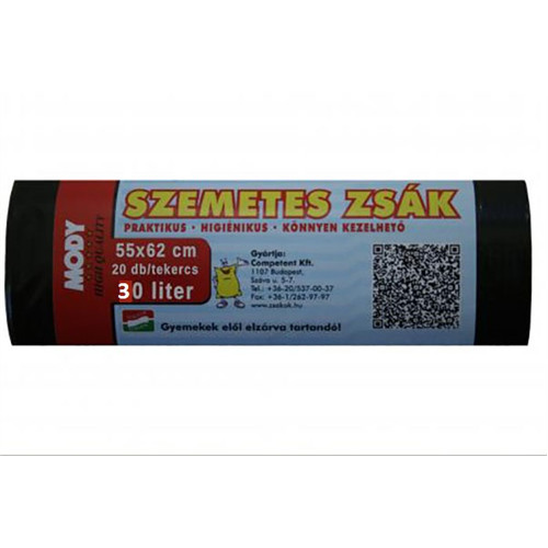 Szemeteszsák Mody (50X60, 30L, 20Db/Tek, 25Tek/Karton)