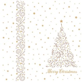   Fato Sztár Karácsonyi Szalvéta 2 Rétegű, 38X38Cm 40Db/Csg, Special Tree Gold