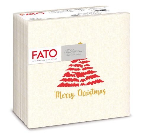 Fato Airlaid Karácsonyi Szalvéta 40X40Cm, 1/4 Hajtás, Textilhatású 50Lap/Csg (16Csg/Karton) Christmas Tree Red