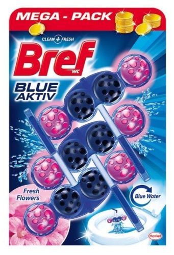 Bref Wc Tisztító Golyós Mega Pack (3Db-Os, 9Csg/Karton) Blue Aktiv 3X50G Fresh Flowers