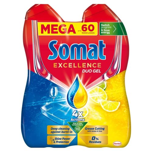 Somat Gold Duo Gél Gépi Mosogatószer 2X540Ml (4Db/Karton) Lemon