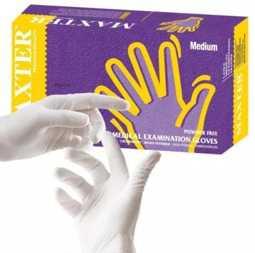 Gumikesztyű Maxter Latex Púdermentes "M" 100Db/Doboz, 10Doboz/Karton