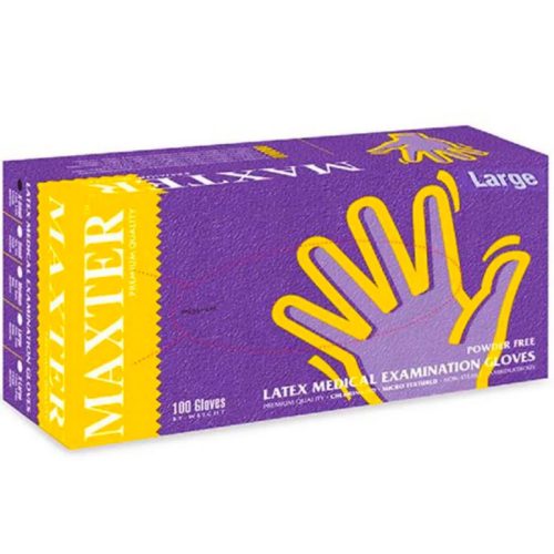 Gumikesztyű Maxter Latex Púdermentes "L" 100Db/Doboz, 10Doboz/Karton