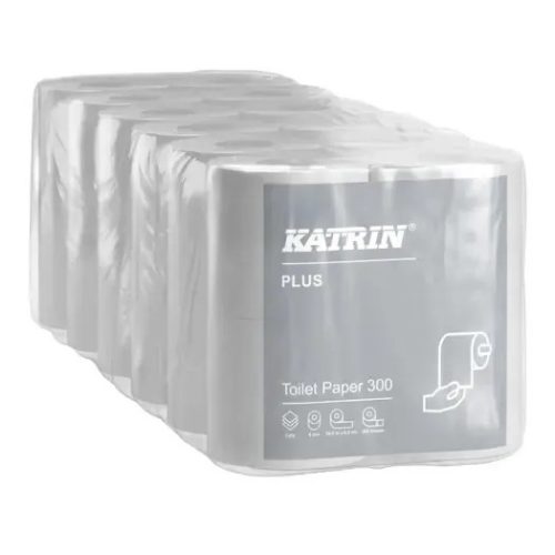 Katrin Plus Toalettpapír Kistekercses 3R., Hófehér, 300Lap/Tek, 4Tek/Csg, 6Csg/Karton, 55Karton/Raklap