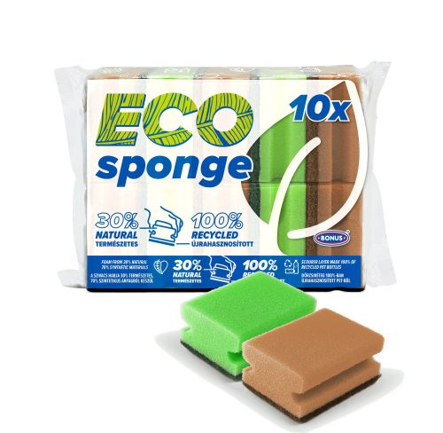 Bonus Mosogatószivacs, Formázott, Eco Sponge 10Db/Csg