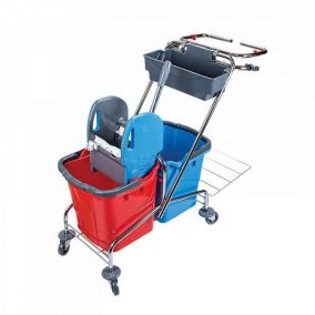   Takarítókocsi Uctem Plas, Krómvázas, Zsáktartóval 2X18L Vödör