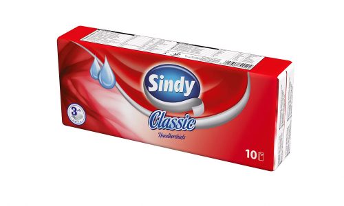 Sindy Papírzsebkendő 3R., 10X10Db/Csg, 27Csg/Karton, 40Karton/Raklap Classic