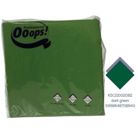   Ooops! Szalvéta 33X33Cm, 2R., 1/4 Hajtás,  Sötétzöld, 100 Lap/Csg, 20Csg/Karton, 42Karton/Raklap