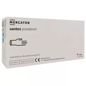   Mercator Gumikesztyű Santex Powdered Latex Púderes Vizsgálókesztyű "S"