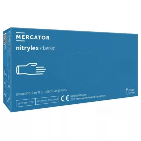   Mercator Gumikesztyű Nitrylex Classic Blue -Nitril Púdermentes,Kék Vizsgálókesztyű "Xs"