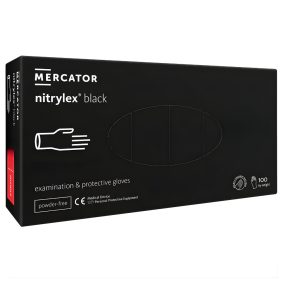   Mercator Gumikesztyű Nitrylex Black Nitril Púdermentes Fekete Vizsgálókesztyű "Xl"