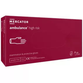   Mercator Gumikesztyű Ambulance High Risk Latex Púdermentes Kék, Vastag Vizsgálókesztyű "L"