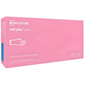   Mercator Gumikesztyű Nitrylex Pink Nitril Púdermentes Világos Rózsaszín Vizsgálókesztyű "S"