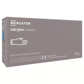   Mercator Gumikesztyű Nitrylex Classic + Blue -Nitril Púdermentes,Kék Vizsgálókesztyű "M"