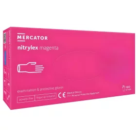  Mercator Gumikesztyű Nitrylex Magenta, Nitril Púdermentes Magenta Színű Vizsgálókesztyű "Xs" (100Db/Doboz, 10Doboz/Karton)