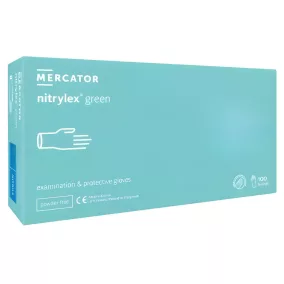   Mercator Gumikesztyű Nitrylex Green Nitril Púdermentes Mentazöld Vizsgálókesztyű "L"