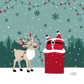   Duni Szalvéta 33X33Cm, 3R., 20Lap/Csg, 1/4 Hajtás Zöld, Télapós Mintával