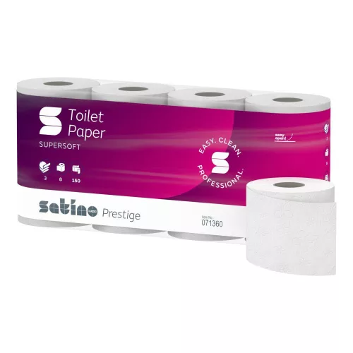 Satino Wepa Prestige Toalettpapír 3 Rétegű, Fehér, 150 Lap, 8 Tek/Csg 8 Csomag/Zsák