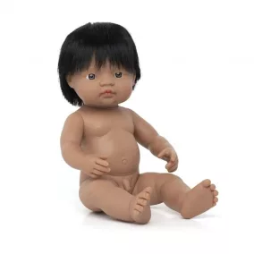   Miniland Latin-amerikai baba - fiú, hajas, fürdethető, 38 cm 12 hó+