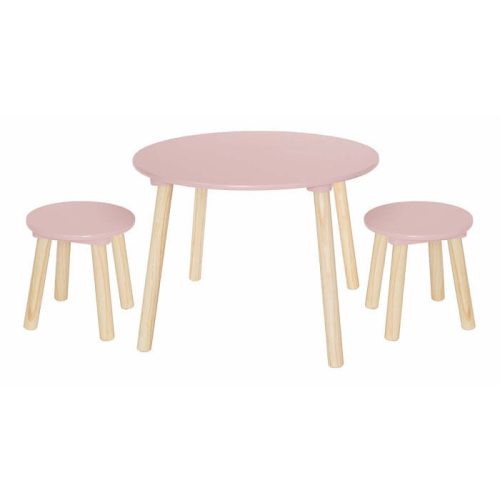 Asztal két székkel fából, pasztell rózsaszín Jabadabado