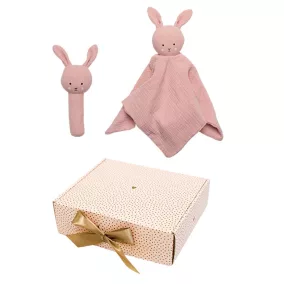 Rózsaszín nyuszis baba ajándékcsomag Jabadabado