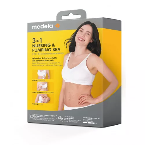 MEDELA Melltartó 3 az 1-ben szoptatáshoz és fejéshez, fekete S