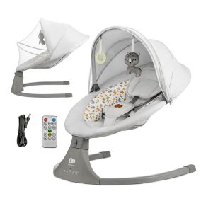   KINDERKRAFT Pihenőszék hintával és dallammal 2 az 1-ben Lumi, 9 kg-ig, Premium Light Grey
