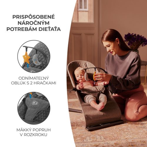 KINDERKRAFT Pihenőszék hintázó Mimi Grey, 9 kg-ig