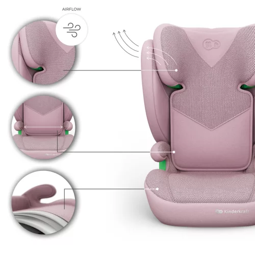 KINDERKRAFT Autósülés Junior Fix 2 Plus (100-150 cm) Pink