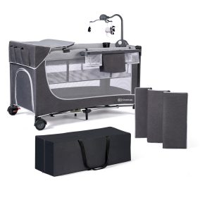   KINDERKRAFT SELECT Utazóágy Leody kiegészítőkkel Leody Grey, Premium