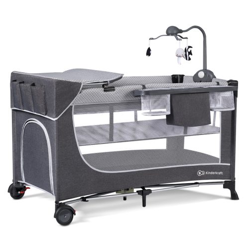 KINDERKRAFT SELECT Utazóágy Leody kiegészítőkkel Leody Grey, Premium
