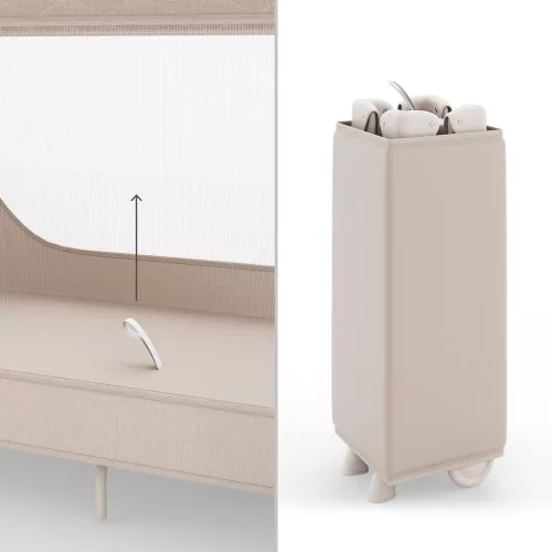 KINDERKRAFT Utazóágy LEODY UP Beige kiegészítőkkel