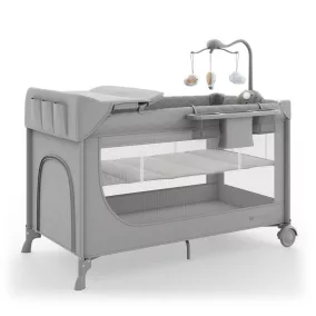 KINDERKRAFT Utazóágy LEODY UP Grey kiegészítőkkel