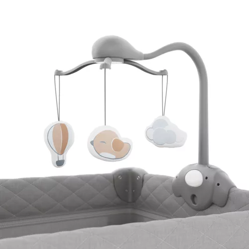 KINDERKRAFT Utazóágy LEODY UP Grey kiegészítőkkel