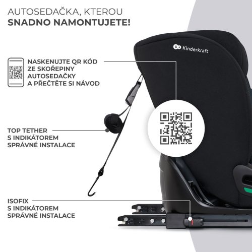 KINDERKRAFT Autósülés Oneto3 i-Size 76-150cm + Isofix Grafit fekete
